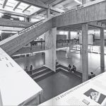 Max Bächer. 50 Meter Archiv, Ausstellungsansicht im Atrium des Architekturgebäudes der TU Darmstadt, 2019, Foto: CCSA