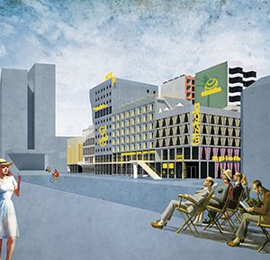 BeL Sozietät für Architektur / NL Architects, Quartier Spielbudenplatz: Hotel, Hamburg 2016 – 2020, Abb.: BeL / NL